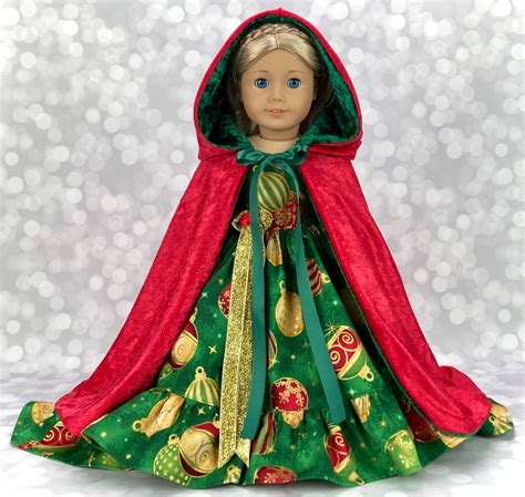 Christmas Dress and Red and Green Velvet Cape for American 18 - Etsy