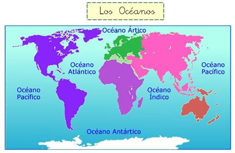 Los continentes y océanos | Continentes y océanos, Mapa de los oceanos, Geografía para niños