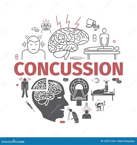 Concussion. Symptoms, Treatment. Line Icons Set. Vector Signs for Web ...