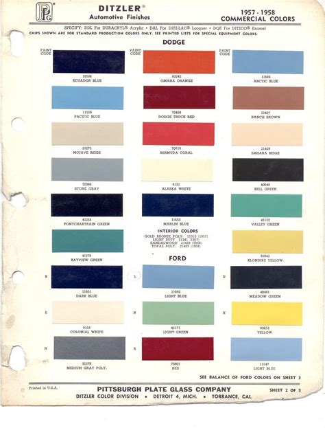 Paint Chips 1958 Dodge Truck | Paint chips, Dodge, Paint charts