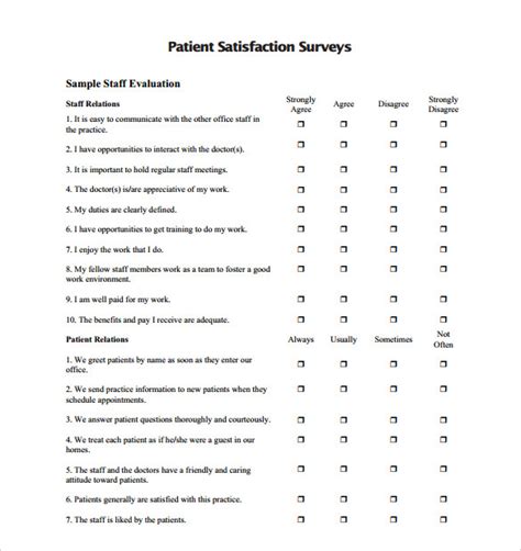 FREE 10+ Sample Patient Satisfaction Survey Templates in PDF | MS Word