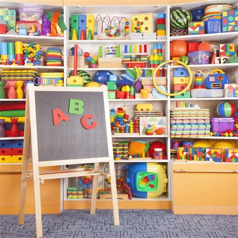 CSFOTO 5x5ft Kindergarten Classroom Backdrop Children Playroom Toy Shelf Preschool Education ...