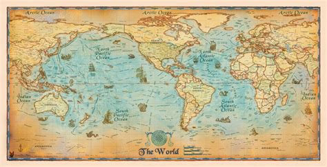 Antique Style World Wall Map By Compart Maps Antique - vrogue.co