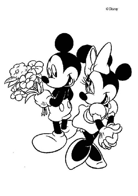 Mickey mouse and minnie mouse in love coloring pages - Hellokids.com