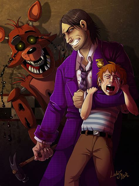 FNAF - purple guy and Foxy by LadyFiszi | FNAF | Fnaf, Five nights at freddy's, Five night