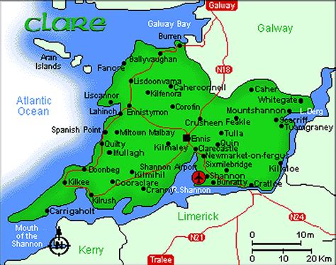 Map of County Clare | County clare ireland, Clare ireland, County clare