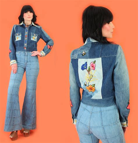 Vintage 70's Denim Butterfly Jacket + Leather Patchwork — Hellhound Vintage