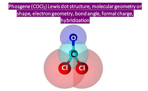 Phosgene (COCl2) Lewis dot structure, molecular geometry or shape, electron geometry, bond angle ...