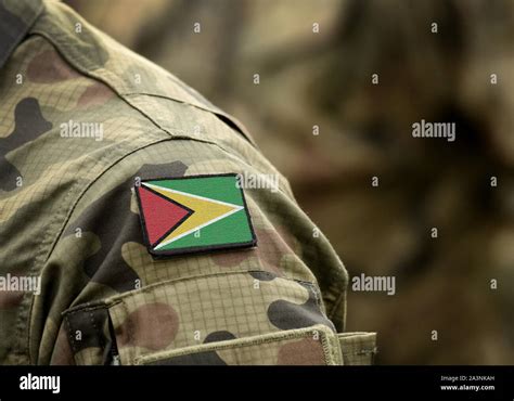 Flag of Guyana on on military uniform. Flag of Co-operative Republic of Guyana on military ...