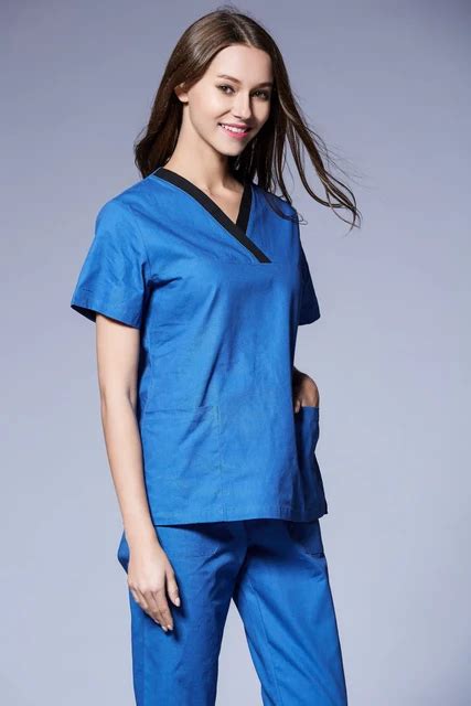 SS2016 New Medical Scrubs Women 100% cotton Short Sleeve Scrub Uniforms Set Dental Hospital ...