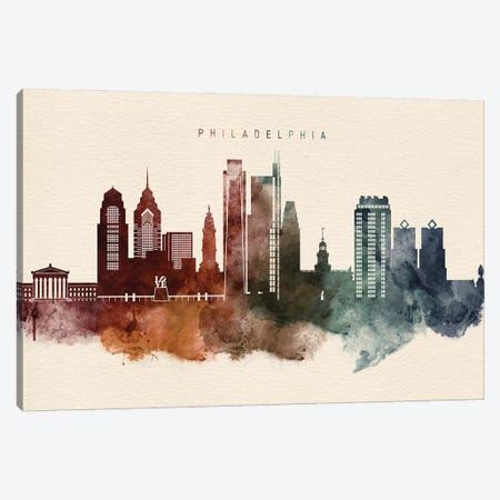 Philadelphia Skyline Canvas Artwork by WallDecorAddict | iCanvas