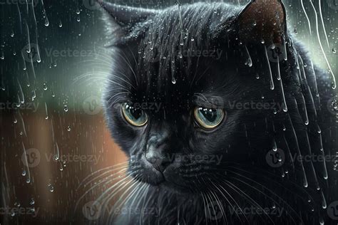 negro gato, triste solitario abandonado, debajo el lluvia ilustración generativo ai 23928129 ...