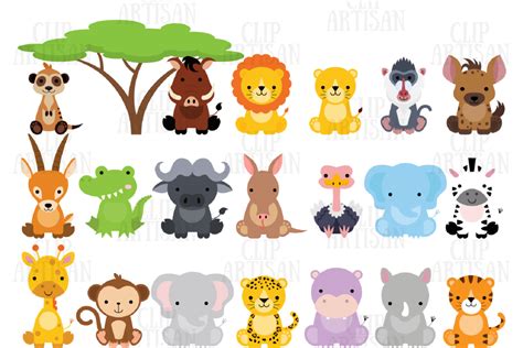 Safari Animals Clipart African Animals Graphic by ClipArtisan ...