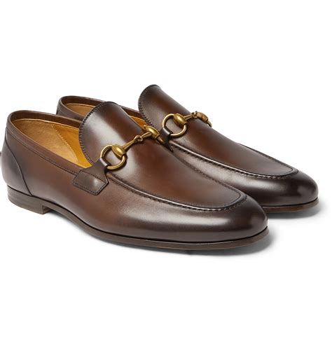 Gucci - Jordaan Horsebit Burnished-Leather Loafers - Men - Brown | The ...