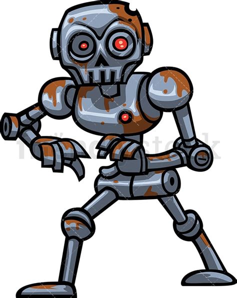 Dirty Robot Zombie Cartoon Clipart Vector - FriendlyStock