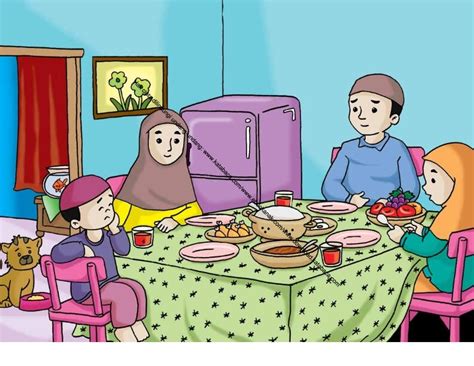 Gambar (3) Makan Bersama Keluarga di Meja Makan | Ebook Anak