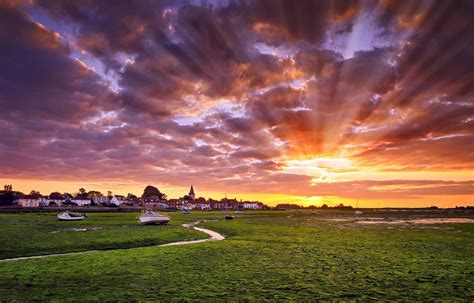 nature, Landscape, Photography, Sun Rays, Town, Sunset, Sky, Clouds ...