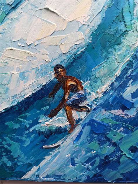 Surfer Painting Original Art Wave Artwork California Beach | Etsy