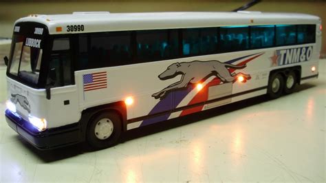 Custom 1:50 MCI 102 DL3 Greyhound diecast bus model with working lights - YouTube