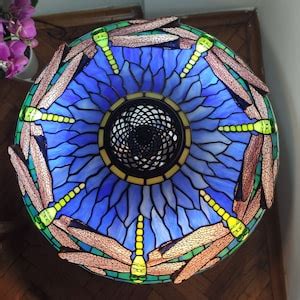 Dragonfly Lamp Stained Glass Lampshade Tiffany Table Lamp - Etsy