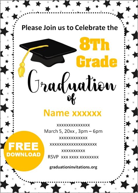 Free Printable 8th Grade Graduation Invitations Templates Graduation ...