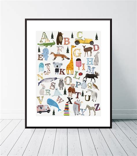 Nursery Alphabet Chart Alphabet Wall Art Alphabet Poster - Etsy