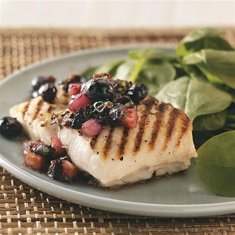 Grilled Halibut with Blueberry Salsa Recipe | Taste of Home