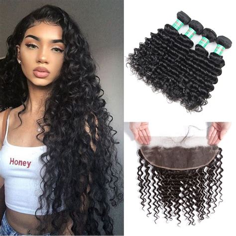 Brazilian Curly Human Hair Weft With Frontal | Rabakehair | Curly hair styles, Human hair wefts ...