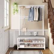 Rent to own Entryway Bench Rack 3-in-1 Coat Rack with Bench Freestanding Hall Tree Coat Rack for ...