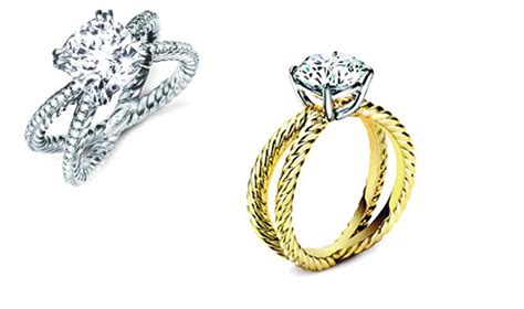 Stunning engagement rings with crossover bands (yellow gold and platinum) from David Yurman