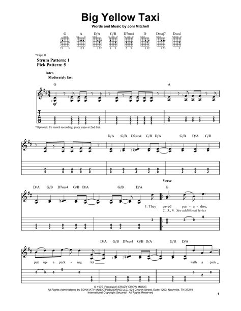 Big Yellow Taxi by Joni Mitchell - Easy Guitar Tab - Guitar Instructor