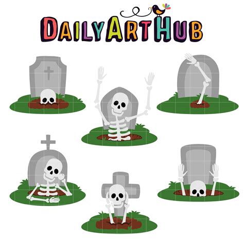 Graveyard Skeletons Clip Art Set – Daily Art Hub // Graphics, Alphabets & SVG