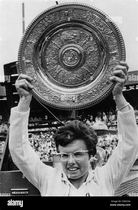 Billie Jean King holding Wimbledon trophy earned in Wimbledon, England, July 8, 1967.. Courtesy ...