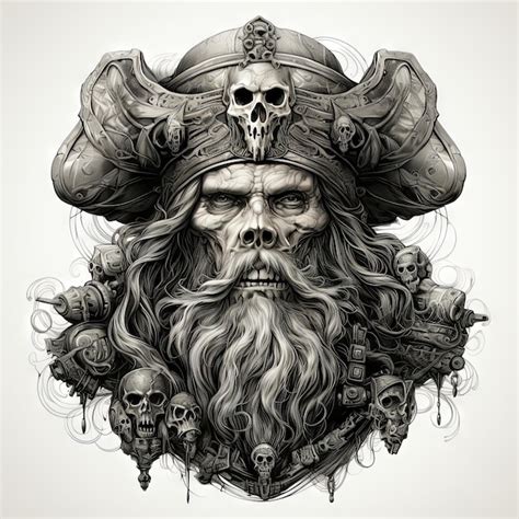 Premium AI Image | Illustration of a styled skull art tattoo design