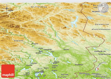 Physical Panoramic Map of Hedmark