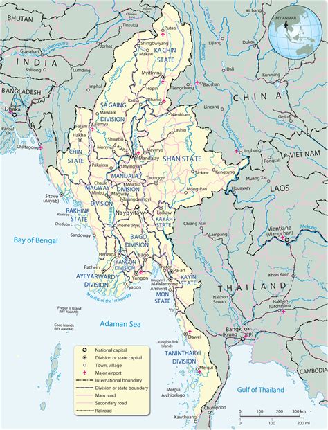 Map of Myanmar - Yangon - Asia