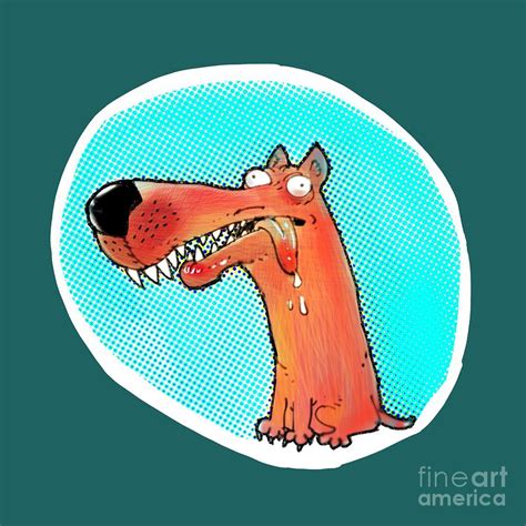 Stupid Dog Funny Cartoon Drawing by Anticute Design - Pixels