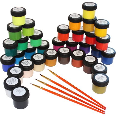 Daler-Rowney Simply Acrylic Paint Set, 40 Piece Assorted Shades , Art Brushes , & Color Mixing ...