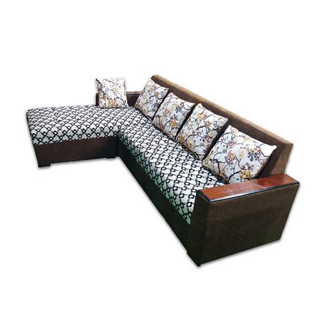 Solid Wood L Shape Sofa Set - Multi Color - ASA871