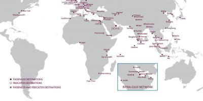 Qatar airways destinations map - Qatar airways network map (Western Asia - Asia)