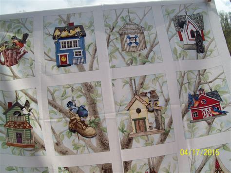 close-up, Spring time bird house's- fabric panel from: www.quiltbug.com ...