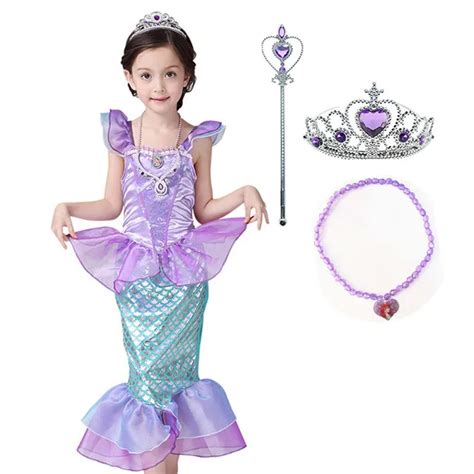 Girl Princess Dress Little Mermaid Ariel Costume for Girls Dress Up ...