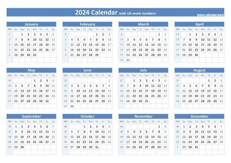 Week Number Calendar 2024 Download - Erika Jacinta