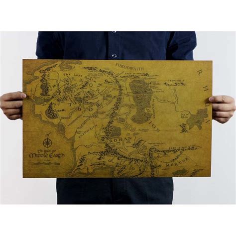 Middle Earth Map of the world Middle Earth Classic Vintage Movie Retro Poster Decorative ...