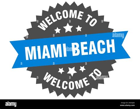 Miami Beach sign. welcome to Miami Beach blue sticker Stock Vector ...