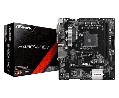 ASRock B450M-HDV R4.0 (AM4, AMD Promontory B450, DDR4, USB3.1, SATA3 ...