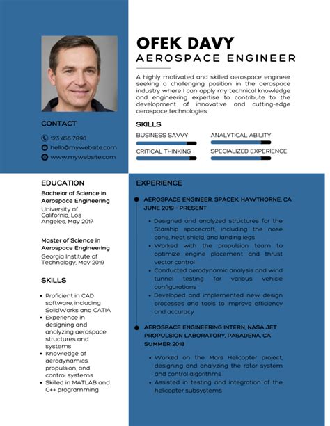 Aerospace Engineer Resume Template 2024 - Download in Word, PDF