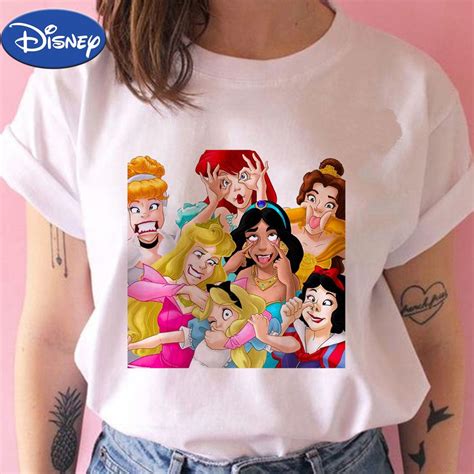 Disney Princess Women T-shirt Cartoon Cute T Shirt Princess Party Funny ...