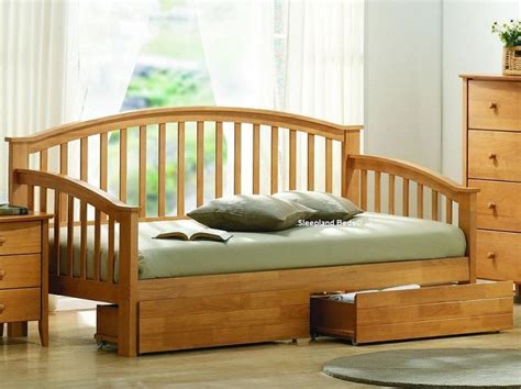 Day Bed With Storage - 3ft Single Wooden Daybed With 2 Storage Drawers ...