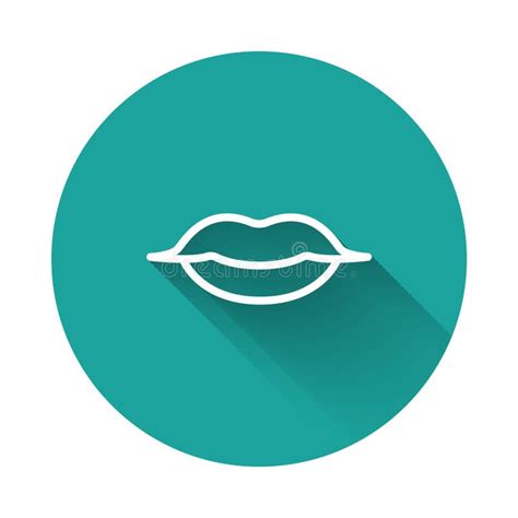 White Line Smiling Lips Icon Isolated with Long Shadow. Smile Symbol ...